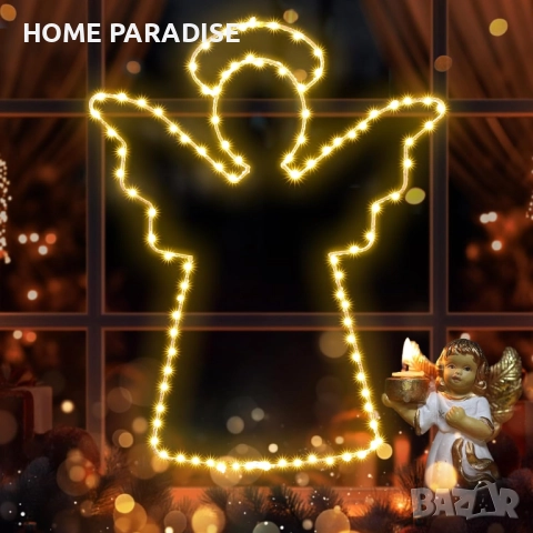 Коледни ангелски светлини - 100 LED/40cm топлобели с таймер, 