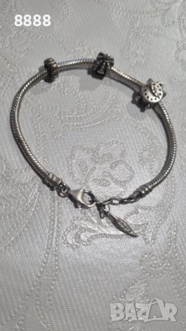 Vintage сребърна гривна с талисмани Amore Baci , снимка 4 - Гривни - 44280595