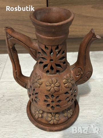 Декоративен глинен съд /ваза за сухи цветя/ свещник 