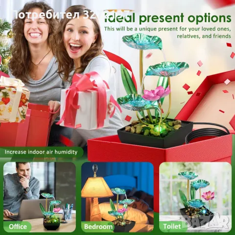 USB 3-степенен релаксиращ настолен,светлинен водопад-фонтан, снимка 7 - Декорация за дома - 48772526