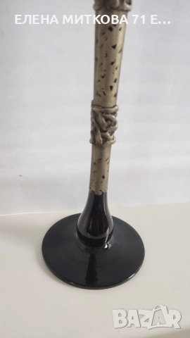 Уникална артистична много висока и елегантна ваза с метализирана декорация, снимка 4 - Вази - 52683559