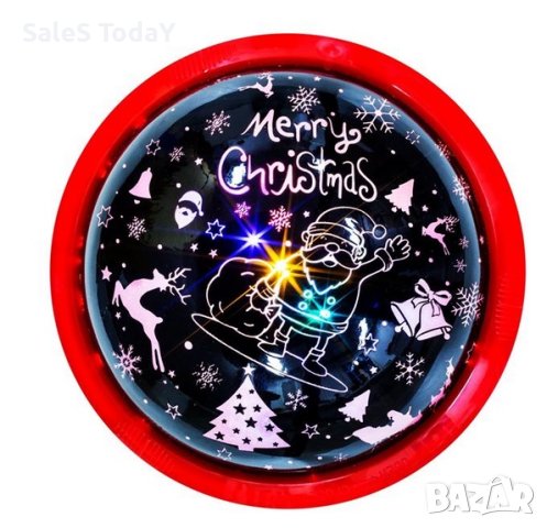 Коледен прожектор, Детски,LED, Merry Christmas. 13x10.5см, снимка 1 - Декорация за дома - 42890962