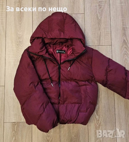 Дамско Зимно Яке С Качулка И Камъчета - 3 Налични Цвята Код LFS690, снимка 3 - Якета - 52461477