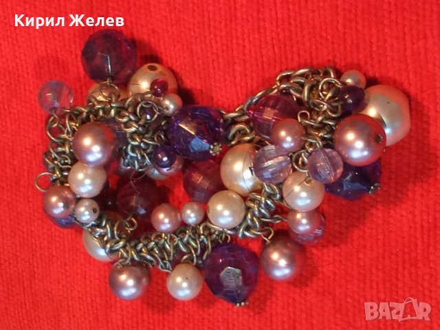 МОДНА АРТ ОГЪРЛИЦА КРИСТАЛИ ПЕРЛИ с ПОСРЕБРЕНА ВЕРИЖКА 26988