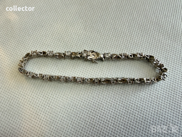 Дизайнерска сребърна гривна с 18 циркона. №7754, снимка 10 - Гривни - 52814694