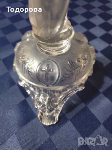 Кристален  свещник с религиозни мотиви, снимка 7 - Антикварни и старинни предмети - 42612534