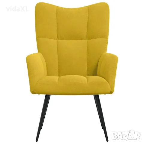 vidaXL Релаксиращ стол, горчица жълто, кадифе, снимка 3 - Столове - 56146824