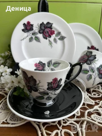Royal Albert Masquerade 1950- 1960 Обожавам порцелан с черен акцент, снимка 2 - Сервизи - 51023129
