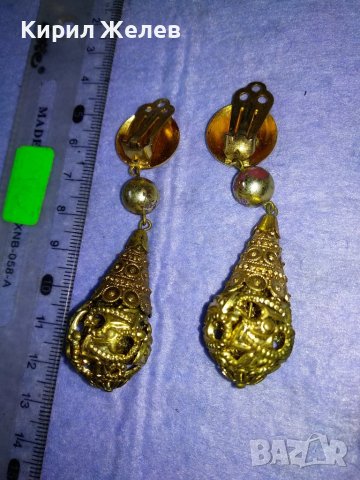СТАРИ ОРНАМЕНТИРАНИ АЖУРНИ АР НУВО СТИЛ БРОНЗОВИ ОБЕЦИ с ПОЗЛАТА РЕТРО КЛИПС МОДЕЛ 37102, снимка 12 - Антикварни и старинни предмети - 40684798