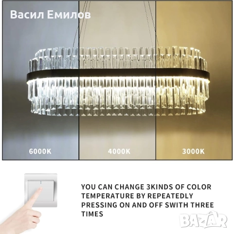 Модерен Кристален полилеи (златист 60см), снимка 6 - Лампи за таван - 51943570