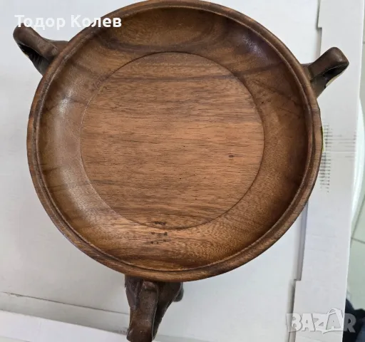 Купа от дърво върху три слона , снимка 3 - Декорация за дома - 50144768