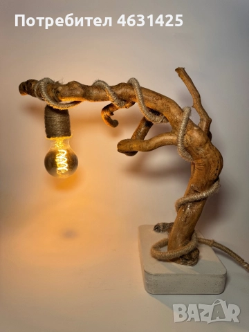 Ръчно изработена настолна рустик лампа, снимка 4 - Настолни лампи - 52160483