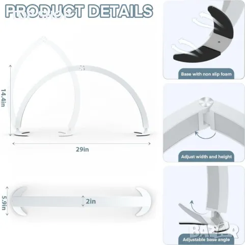 Lmaqfum Half Moon лампа за маникюр за нокти, татуировки, мигли ,LED 74 см 40W, с дистанционно, снимка 2 - Настолни лампи - 49731166