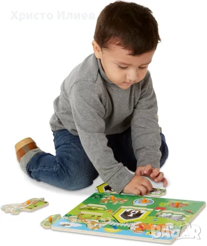 Дървен пъзел Melissa and Doug Домашни животни с дръжки, снимка 3 - Игри и пъзели - 48792535