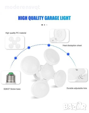 Сгъваема LED лампа с форма на топка 40W, 7200K, стандартна фасонка E27, снимка 8 - Лед осветление - 42692515
