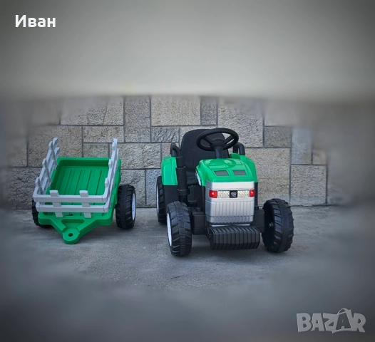 ТОП ЦЕНА!НОВО!Детски акумулаторен трактор с ремарке Dallas GREEN с 12V батерия,дистанционно,USB, снимка 2 - Детски велосипеди, триколки и коли - 52047677