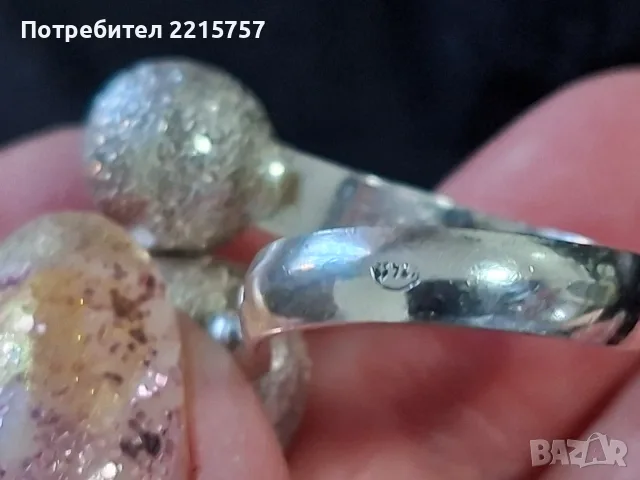 Сребърни и позлатени обеци+пръстен., снимка 4 - Обеци - 42293477