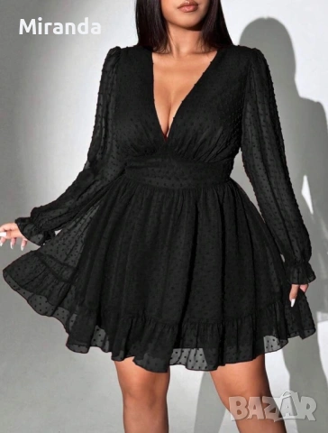 Shein черна ефирна рокля XL, снимка 3 - Рокли - 54322899