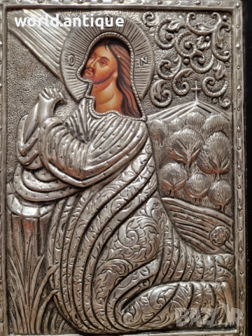 Страхотна антикварна сребърна икона със сертификат , снимка 4 - Антикварни и старинни предмети - 53913695