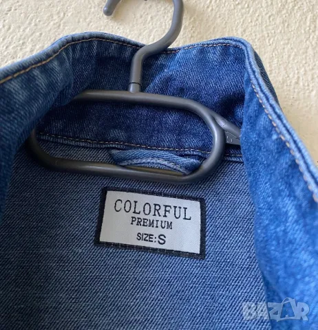 Дълго дънково яке манто - S, снимка 6 - Якета - 47347224