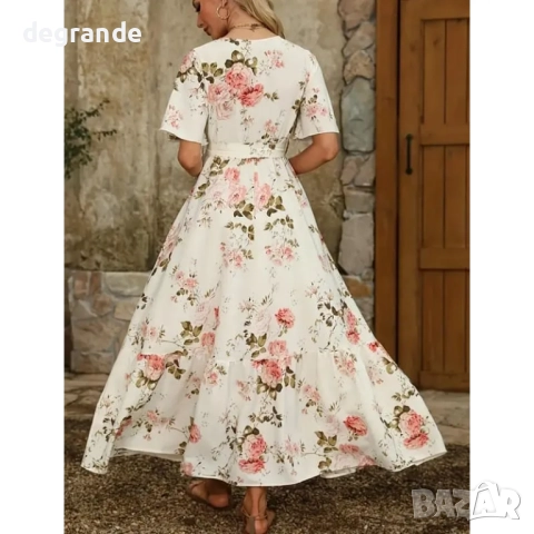 Разкроена рокля на цветя с ръкав камбана модел прегърни ме, снимка 5 - Рокли - 51611049