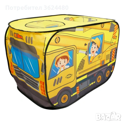 Голяма палатка за игра строителен камион жълт 4780, снимка 2 - Други - 53358694