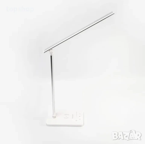 Настолна лампа SOLMIRA с подложка за безжично зареждане, 42 LED, сребриста, CE сертификат и RoHS, снимка 8 - Настолни лампи - 50501463