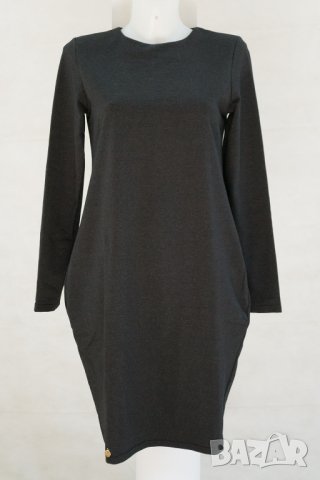 Черна рокля с ефектна линия Makadamia - L, снимка 2 - Рокли - 42793275