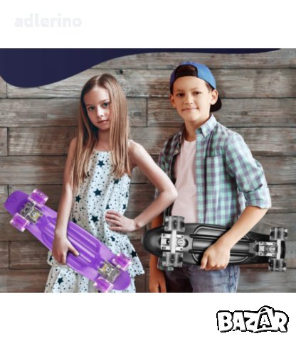  Детски скейтборд Fishboard, 42x13 см, черен Ново, снимка 2 - Скутери и тротинетки - 34402792