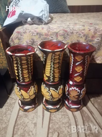 Продавам дървени вази с дърворезба големи, снимка 5 - Вази - 48470986