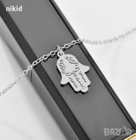 сребристо колие с хамса ръката на Фатима, снимка 5 - Форми - 29971675