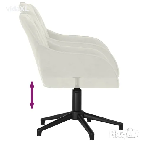 vidaXL Въртящ се офис стол, кремав, кадифе, снимка 6 - Столове за офис - 56147117