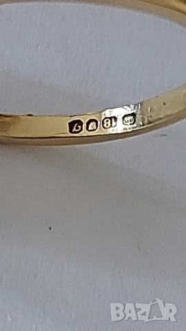 Златен пръстен със сапфир и брилянти, снимка 4 - Пръстени - 50964823