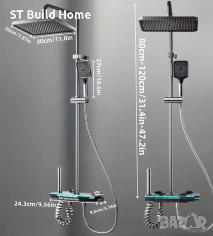 Луксозна 4-скоростна душ глава с дисплей, снимка 7 - Душове - 51139260