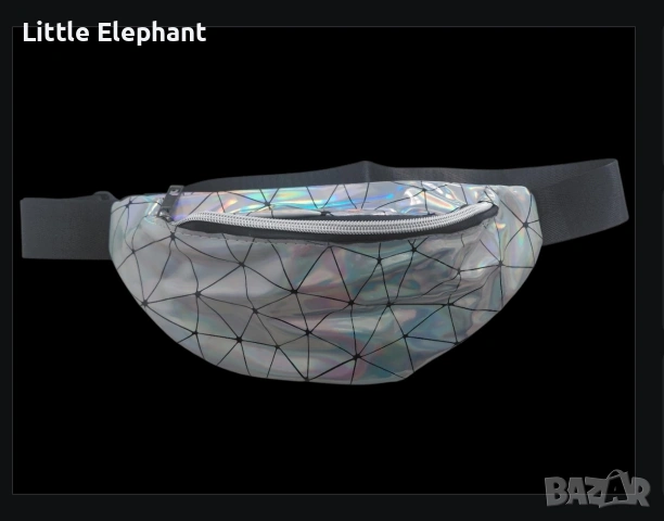 ​✨ Холографска чанта за кръст (Fanny Pack) с геометричен дизайн ✨/нова
