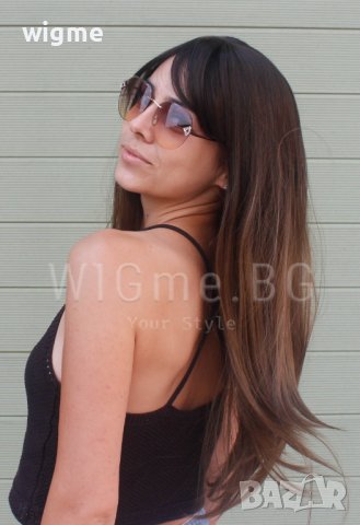 Дълга права шоколадово кафява перука с бретон Наоми, снимка 6 - Аксесоари за коса - 30987186