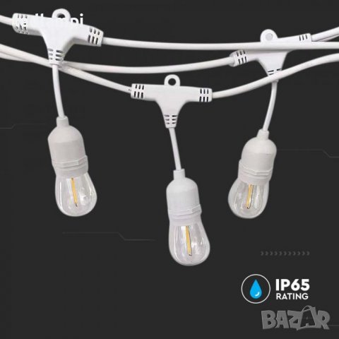 Кабел С Поредица От Фасунги Е27 15броя  IP65, снимка 2 - Външни лампи - 38359528