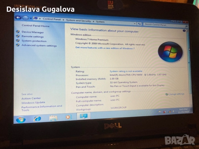Лаптоп Dell inspiron mini 1012 , снимка 5 - Лаптопи за дома - 52542316