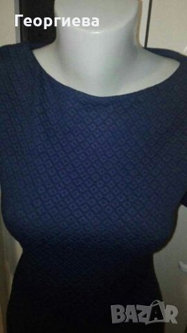 Плътна синя релефна рокля👗🍀XS,S👗🍀арт.1124, снимка 2 - Рокли - 30605374