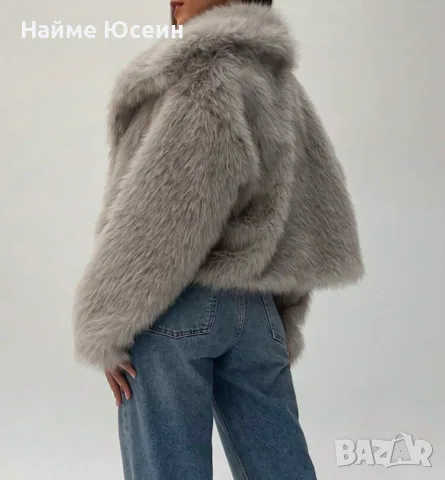 Дамско сиво, едноцветно палто, снимка 2 - Якета - 55842057