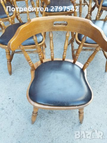 Дървени столове с естествена кожа , снимка 2 - Столове - 44307753