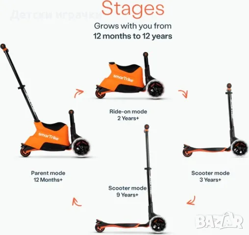 smarTrike - Детски разтегаем скутер Xtend Ride-on, тротинетка, снимка 12 - Скутери и тротинетки - 50089296