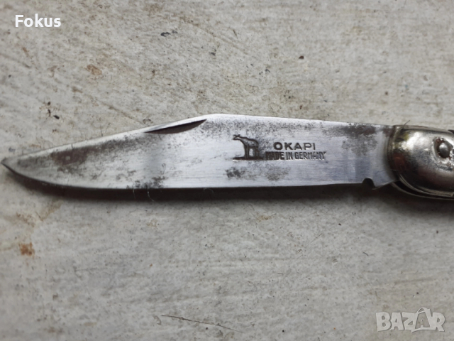 Старо немско джобно ножче, нож Okapi с бакелитени чирени, снимка 5 - Антикварни и старинни предмети - 54238839