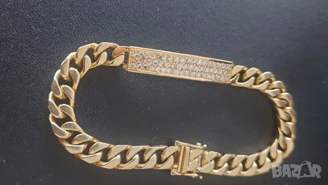 Златна гривна с брилянти, снимка 2 - Гривни - 47799416