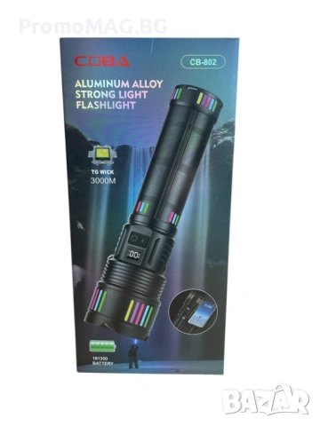 Голям мощен LED фенер COBA CB-802, снимка 6 - Къмпинг осветление - 53349920