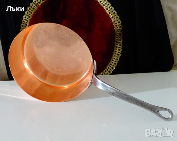 Медна тенджера,тиган,4 л. ,чиста червена мед. , снимка 6 - Антикварни и старинни предмети - 52595178