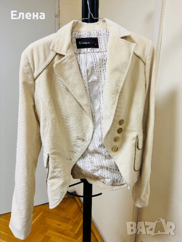 Бяло кадифено сако със златисто, снимка 3 - Сака - 54029397