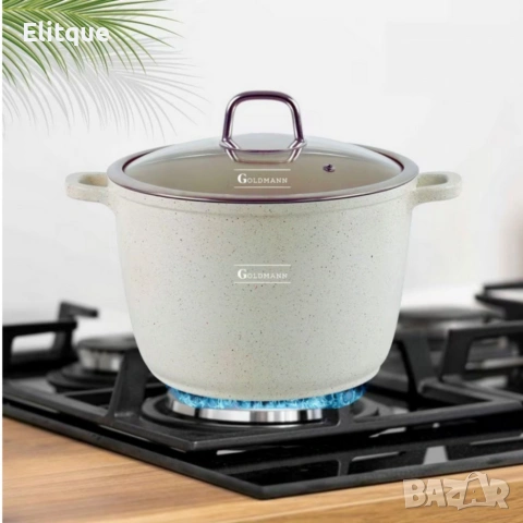 Дълбока тенджера Goldmann GM-0624B с мраморно покритие, 24 см, 6.2 л, индукция, снимка 6 - Съдове за готвене - 53046037