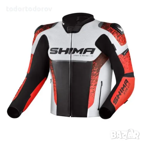Кожен мото екип SHIMA STR 2.0 RED-FLUO,2ч.,всички протектори, снимка 2 - Аксесоари и консумативи - 49123056