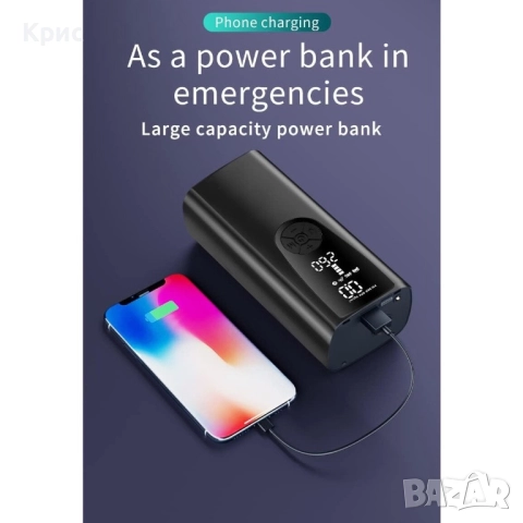 Преносим въздушен компресор за гуми с батерия., снимка 7 - Аксесоари и консумативи - 52558379